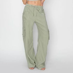 Risen High Rise Linen Cargo Pant